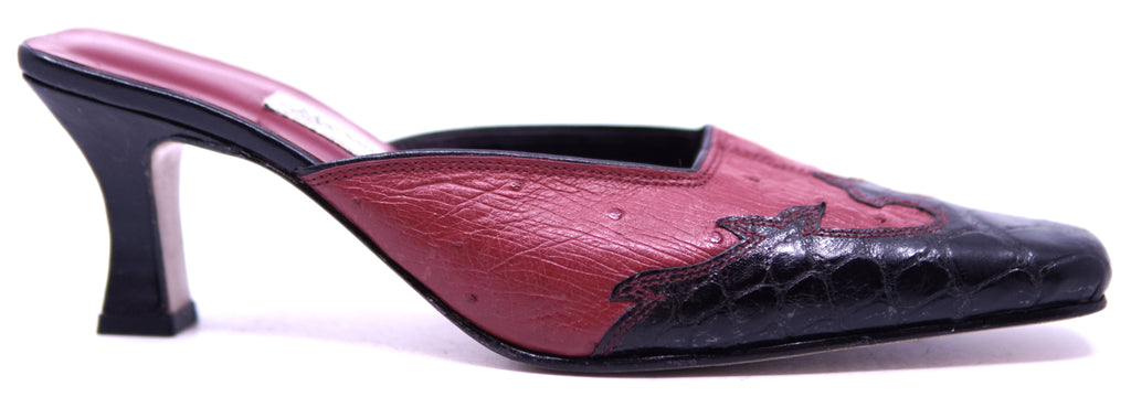 Red Ostrich & Black Alligator Heels 7-US Women's image 0