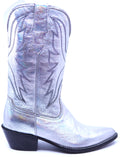 Genuine Silver Leather Cowboy Boots 9-US Women's image 0