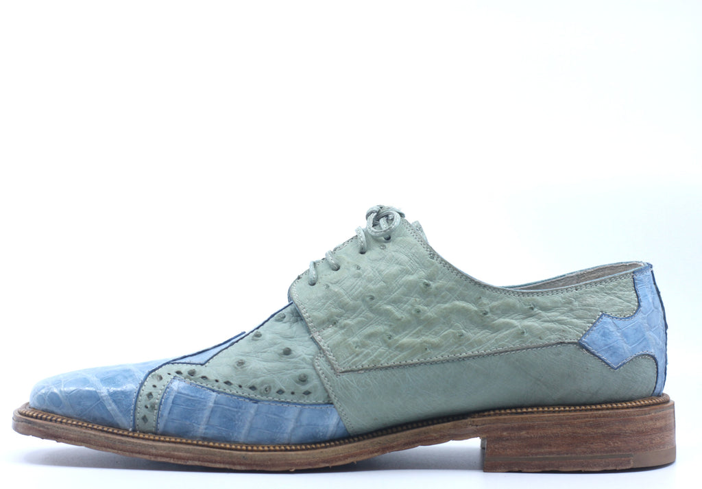 Blue/Green Croc and Ostrich Dress Shoe US 11 image 2