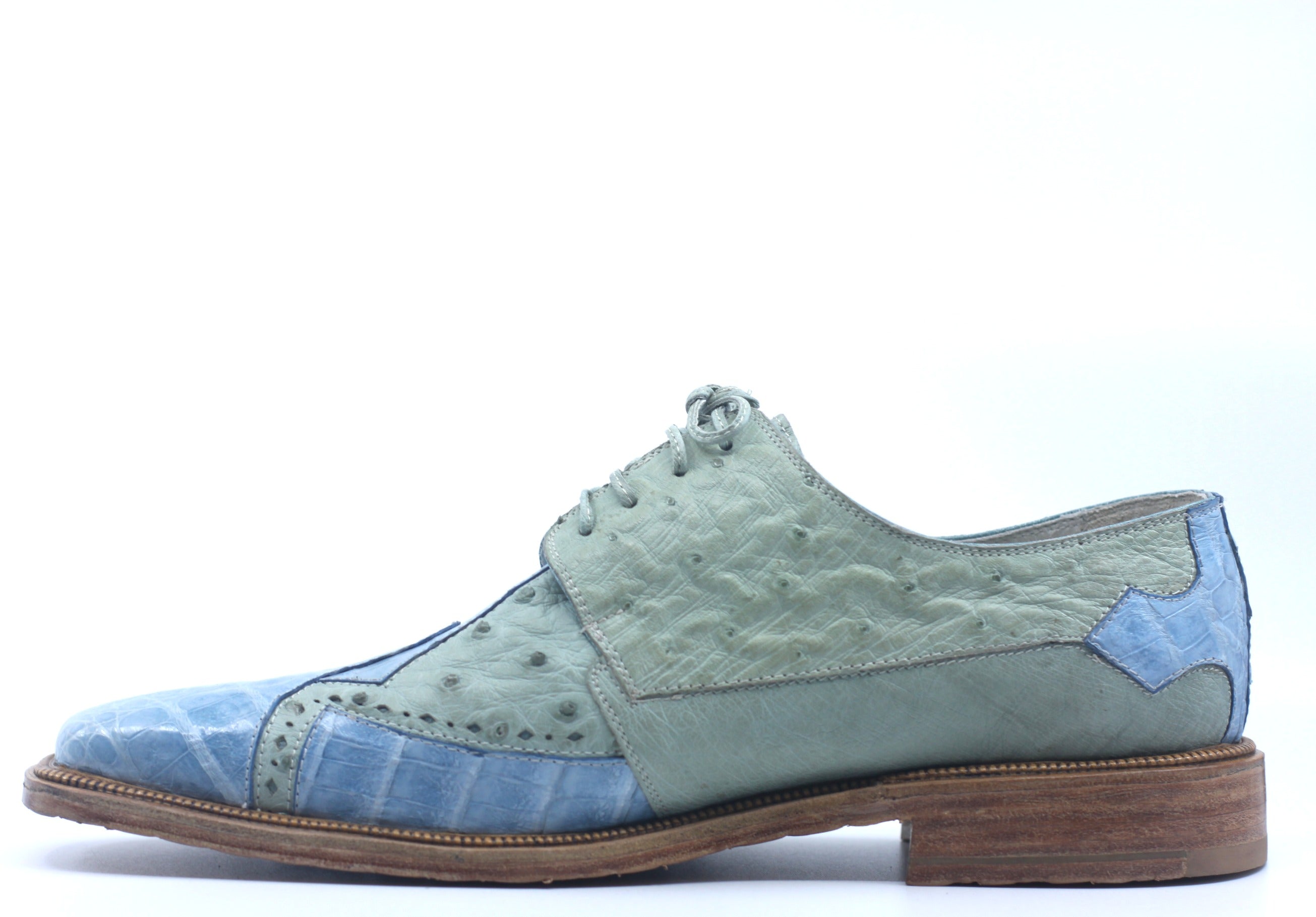 Blue/Green Croc and Ostrich Dress Shoe US 11 image 2
