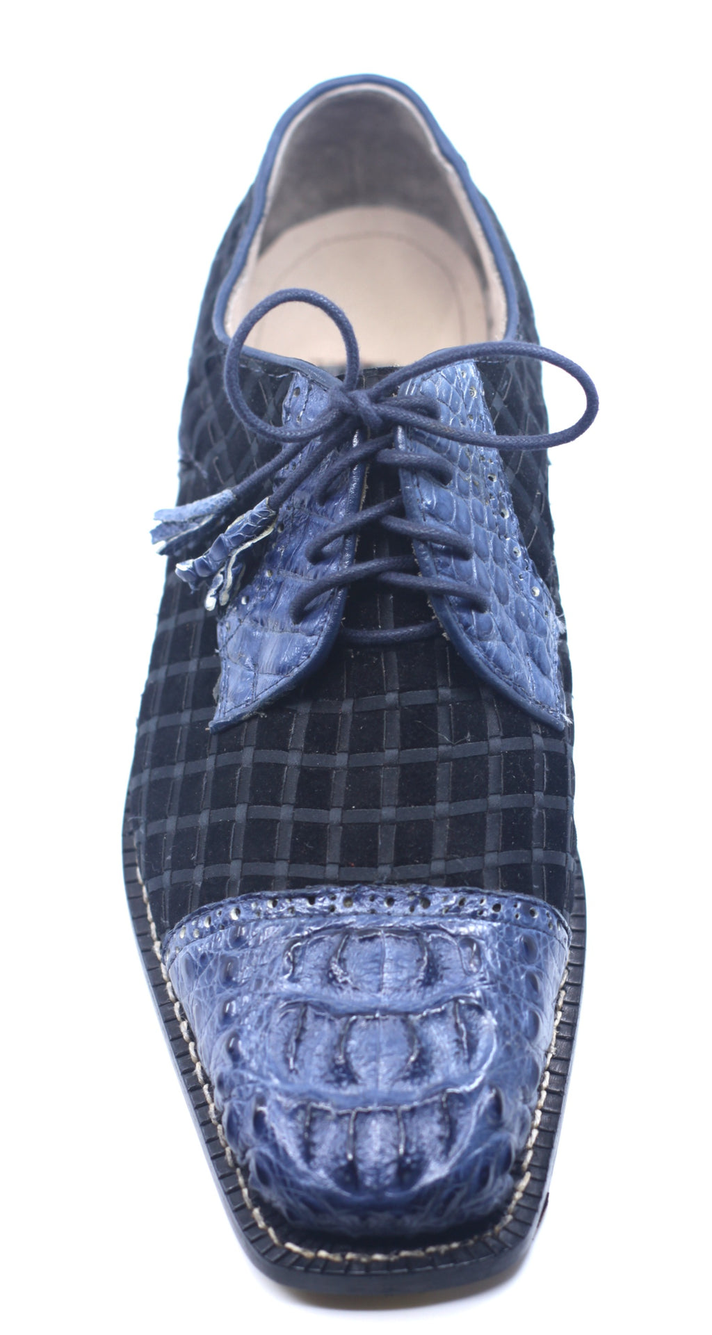 Navy Croc and Black Leather Dress Shoe US 9.5 image 1