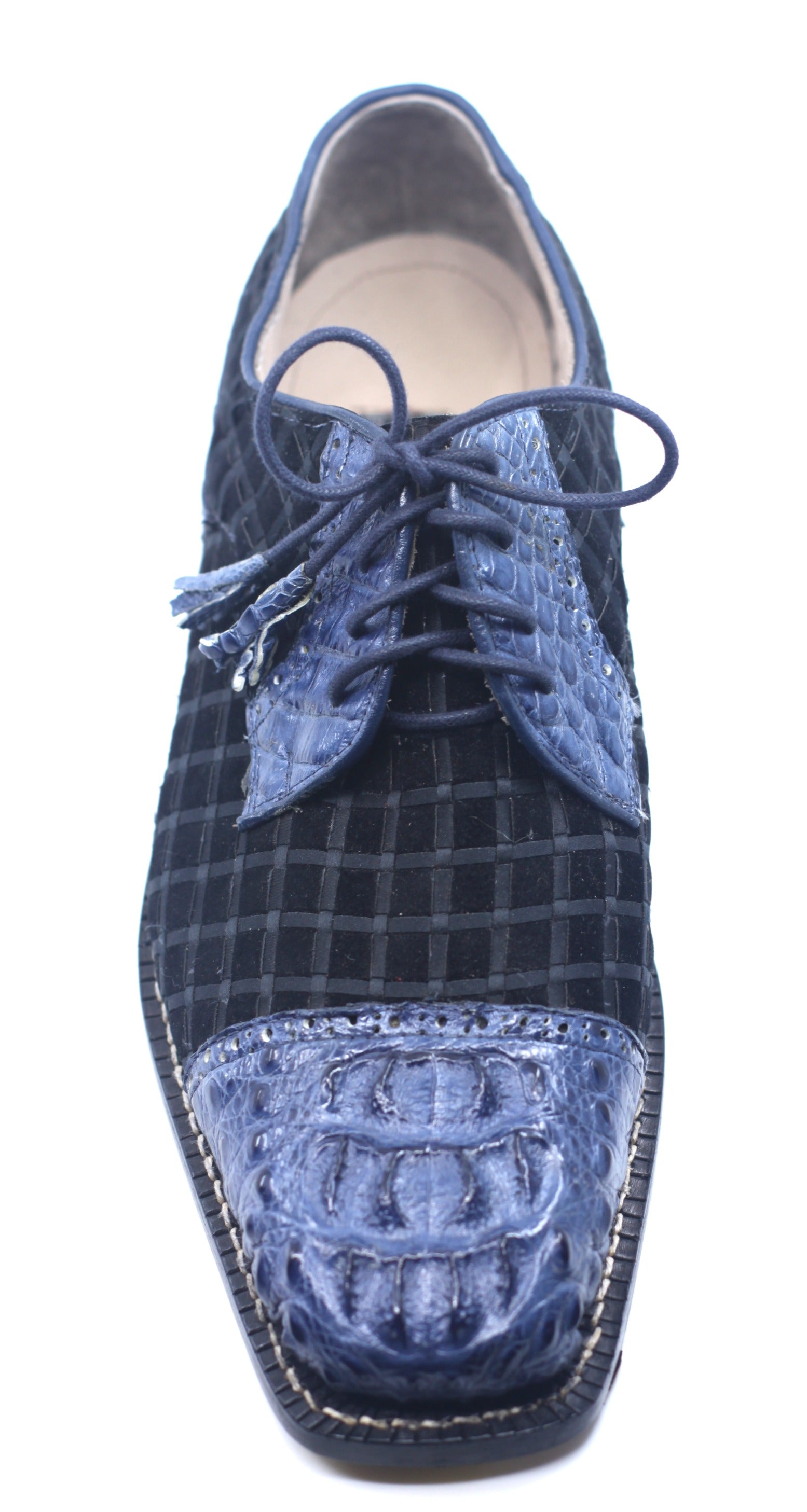 Navy Croc and Black Leather Dress Shoe US 9.5 image 1