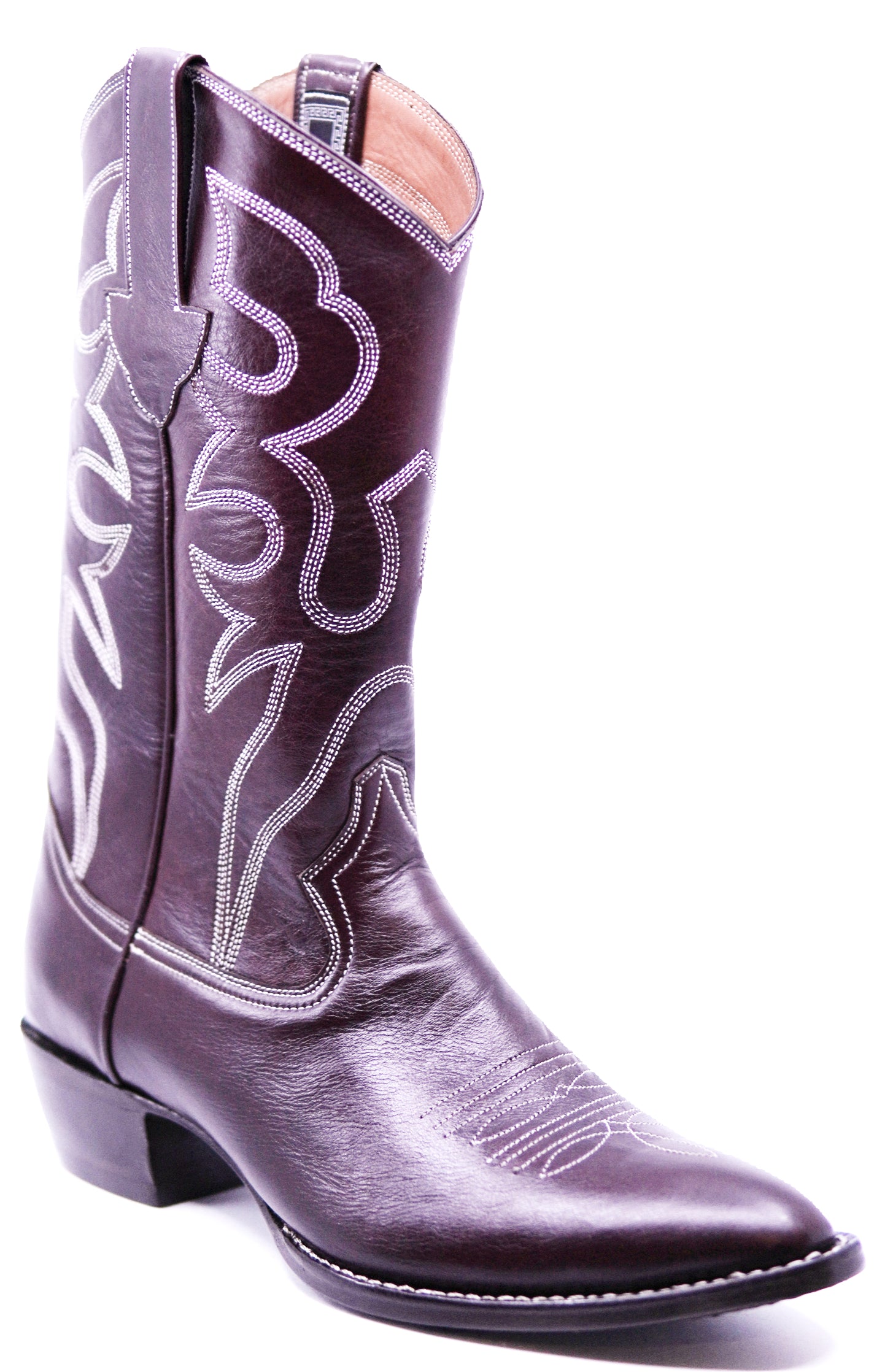 Dark Burgundy Genuine Leather Cowboy Boots image 2