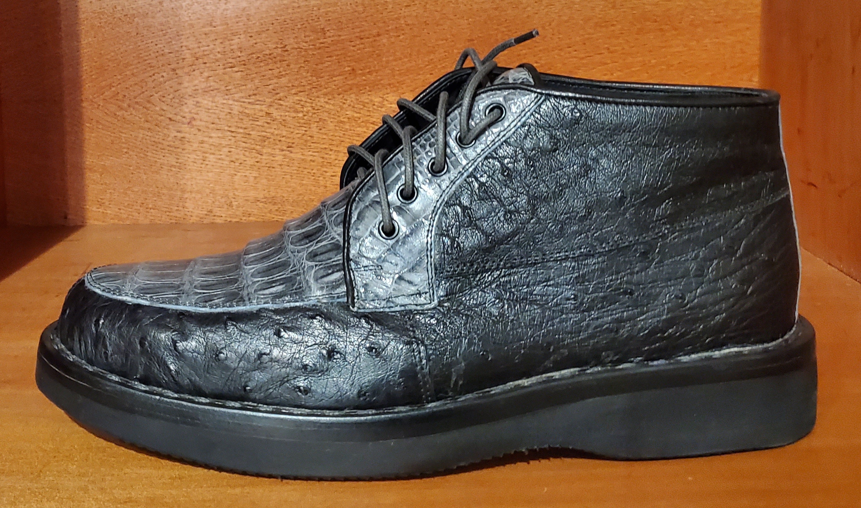 Black Ostrich & Gray Caiman Belly US Men's 10 image 1