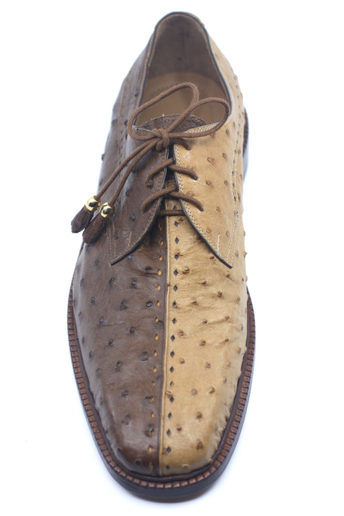 Brown and Tan Ostrich Dress Shoes US 10.5 image 1