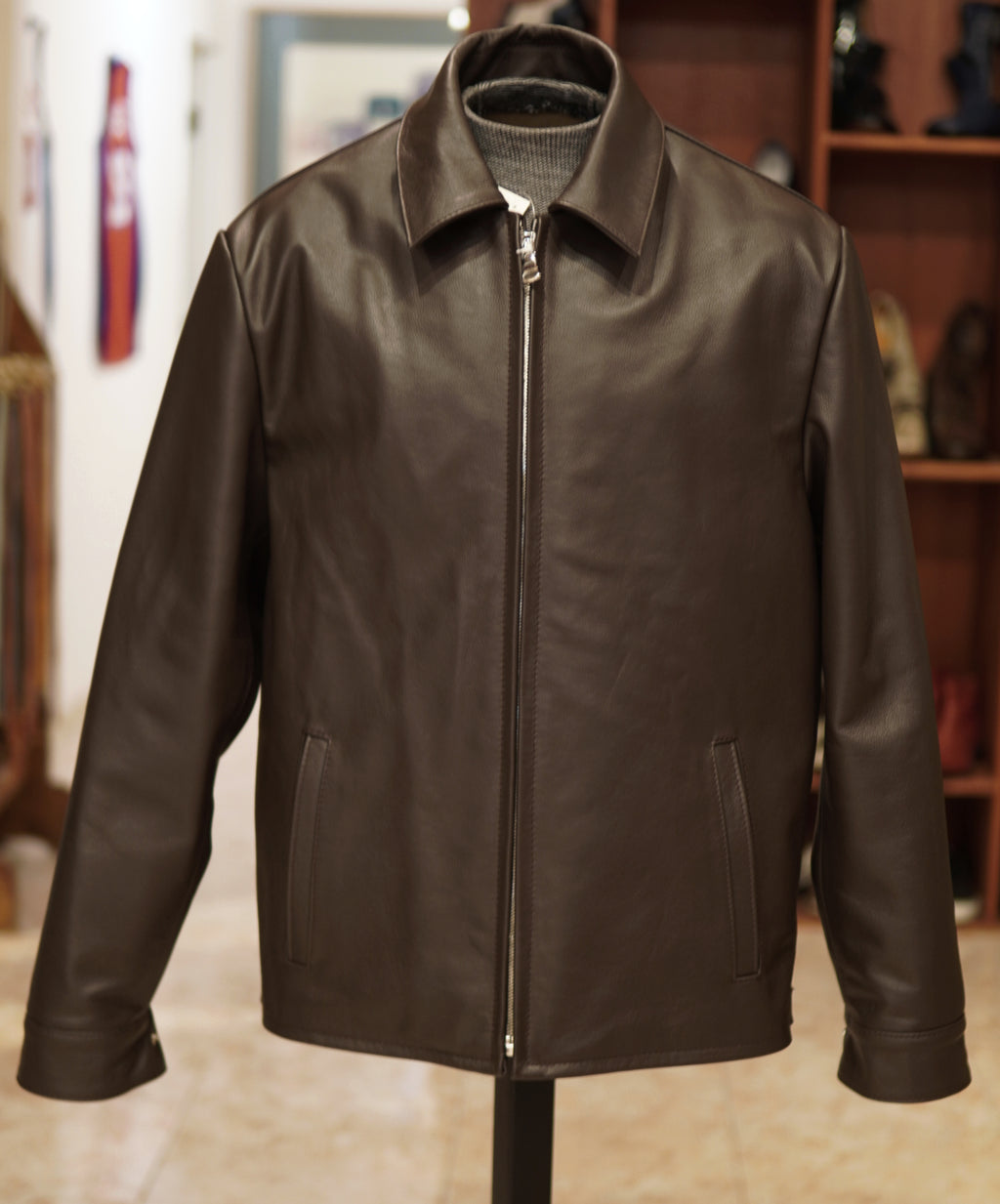 Brown Leather Jacket US Men's XL image 0