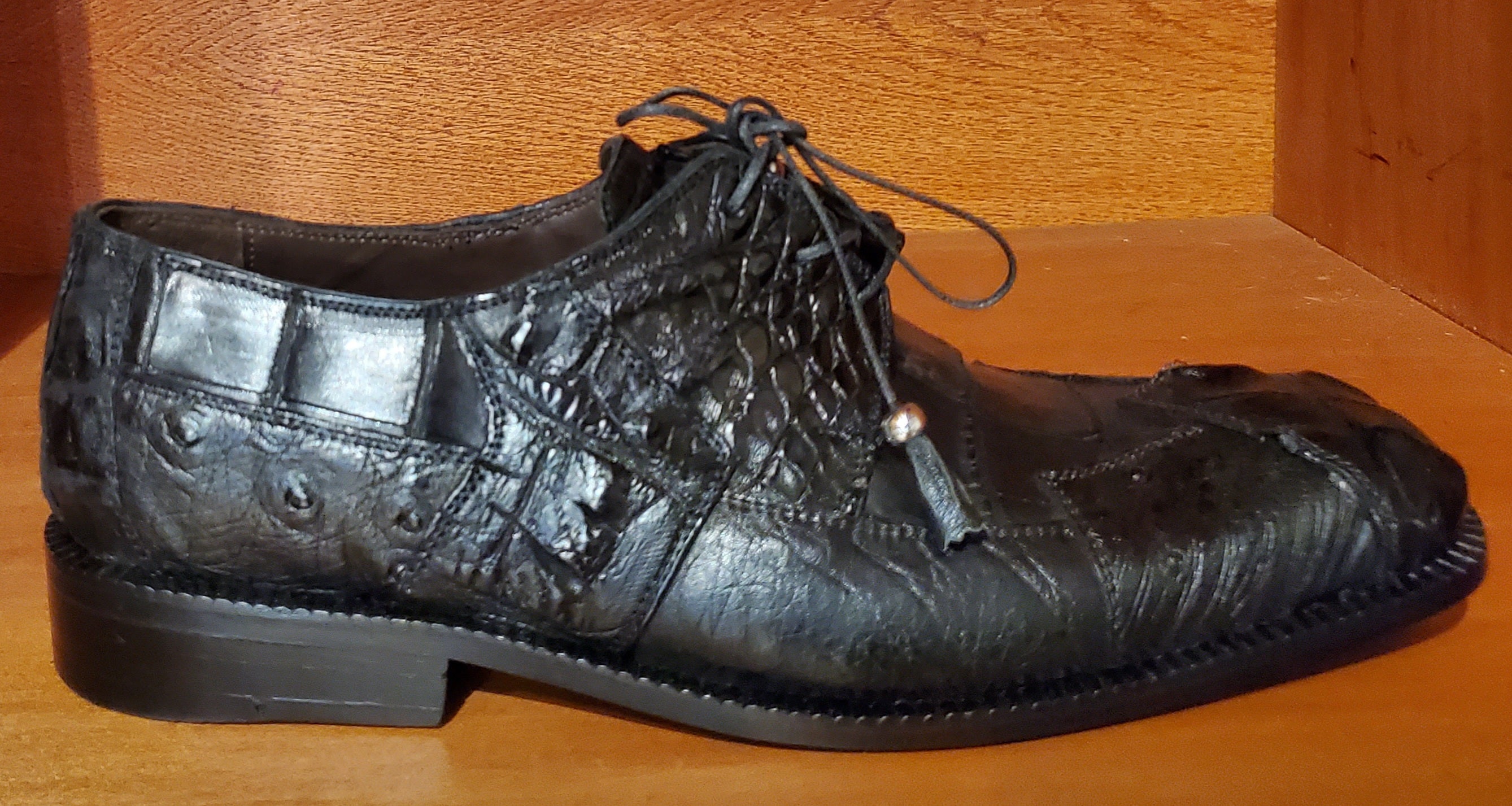 Black Crocodile & Ostrich 007 Dress Shoe US Men's 10.5 image 0