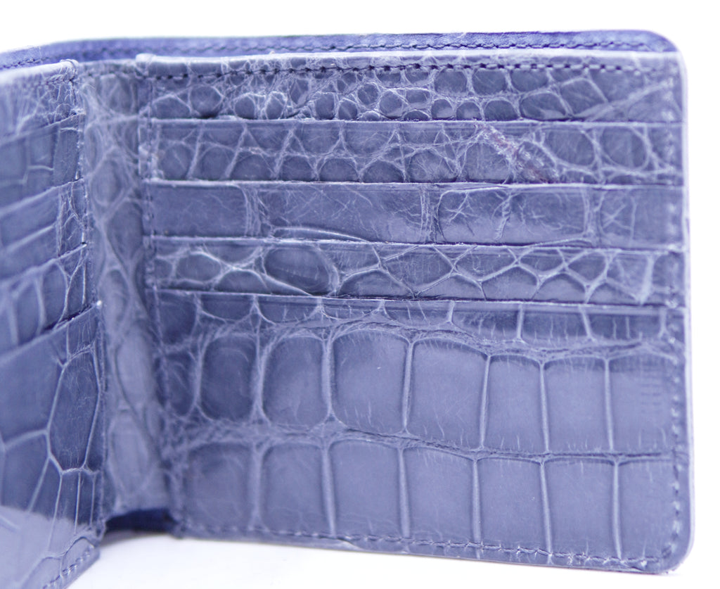 Genuine Glossy Gray Alligator Bi-Fold Wallet image 4