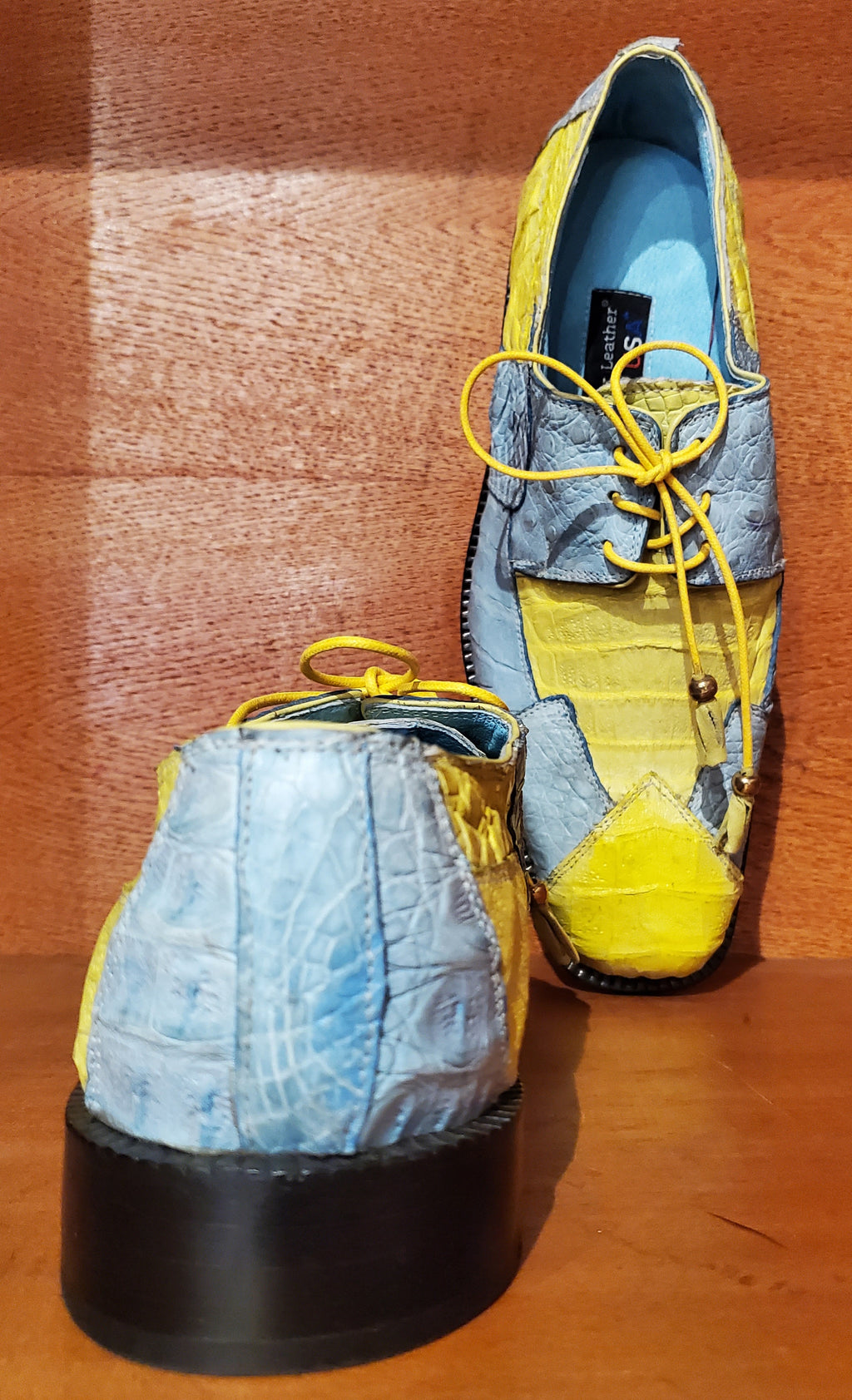 Yellow & Blue Crocodile Dress Shoe US Men's 10.5 image 3