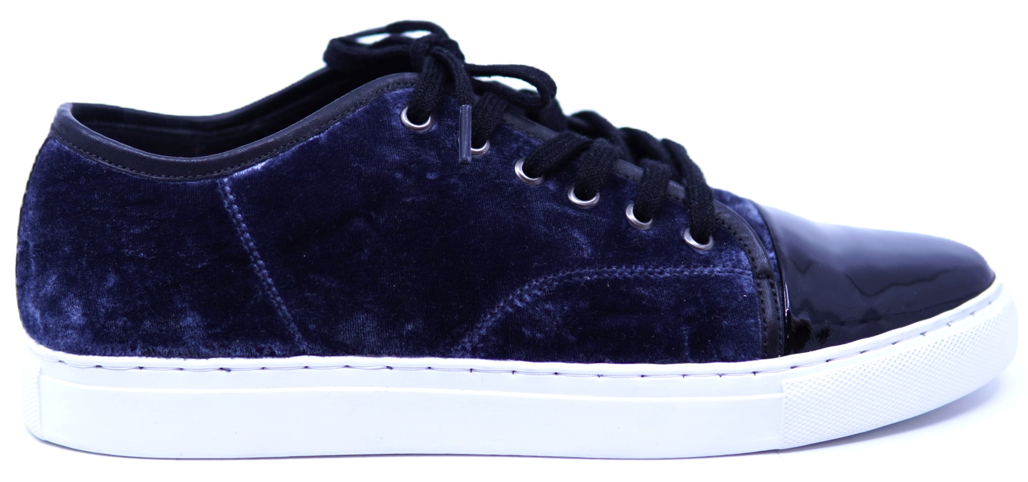 Genuine Navy Blue Velvet & Black Patent Sneaker image 0