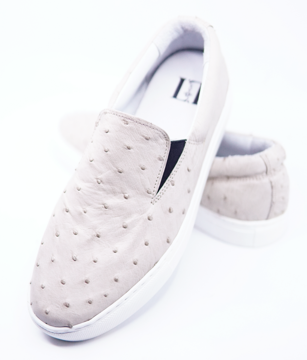 Beige Ostrich Slip On Sneaker US 9 image 3