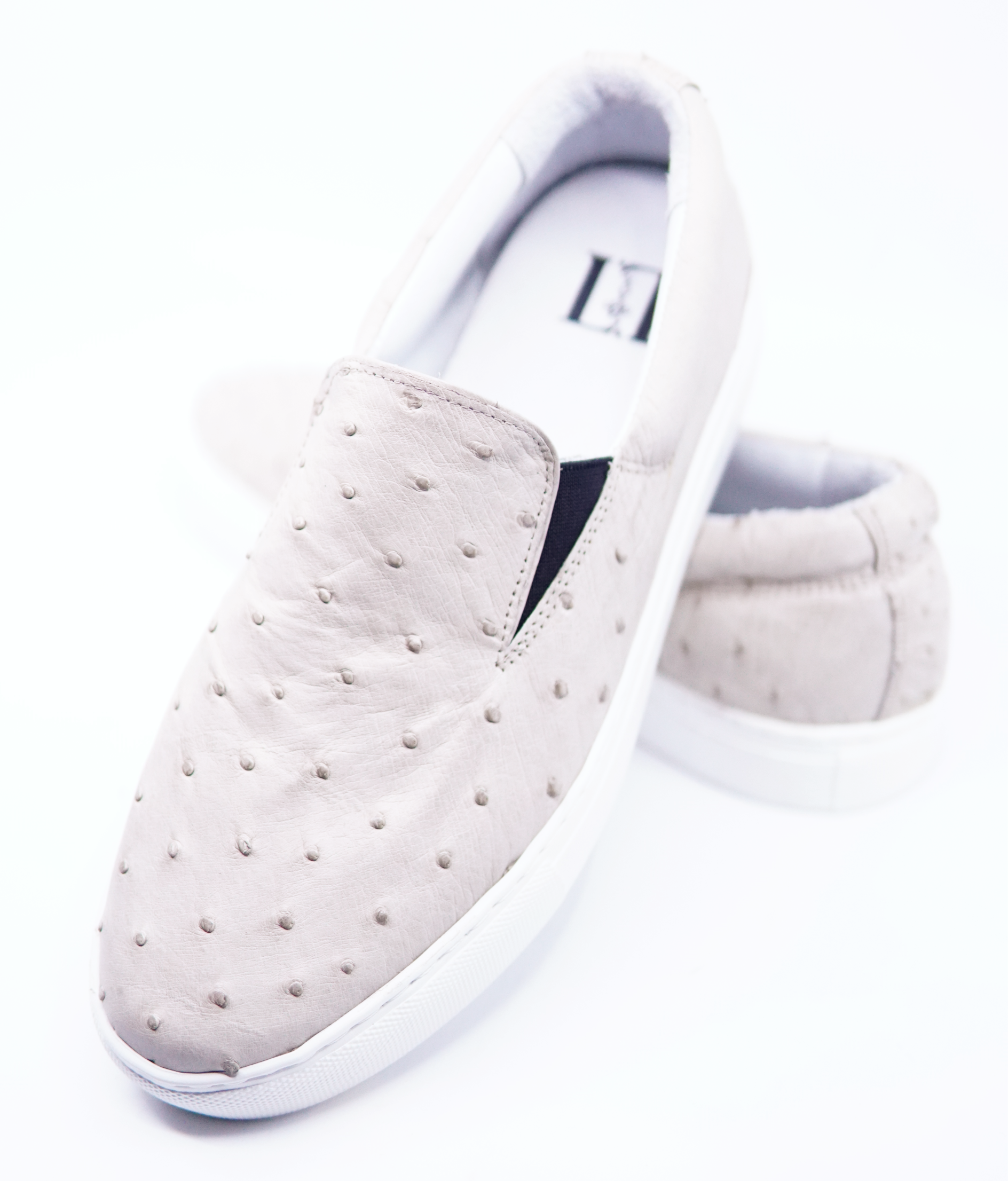 Beige Ostrich Slip On Sneaker US 9 image 3