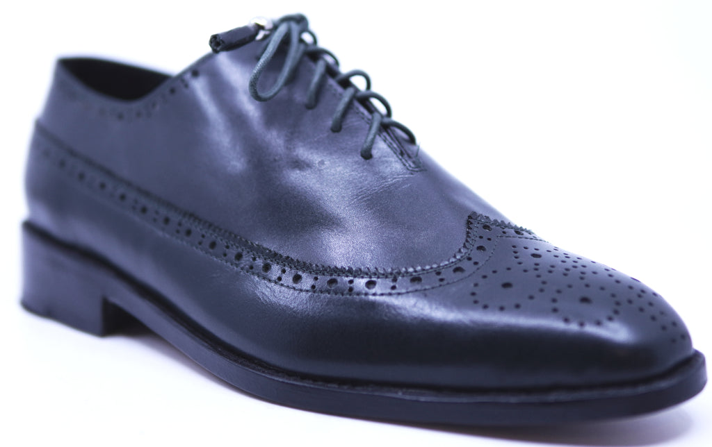 Dark Green Leather Wingtip Dress Shoe image 2
