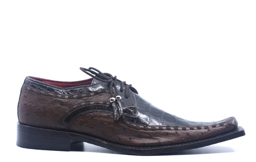 Brown Croc and Ostrich Dress Shoe US 10 image 0