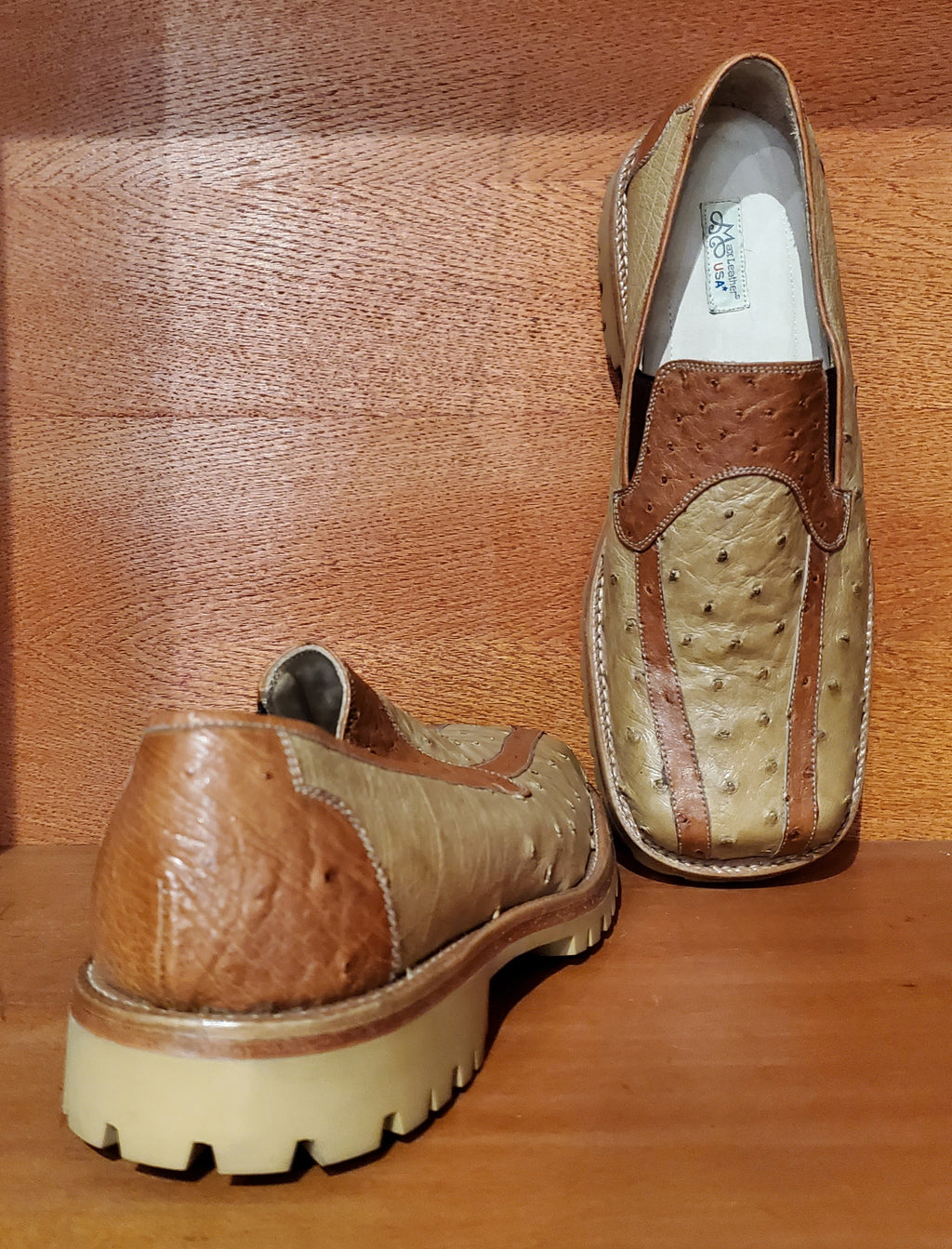 Natural & Cognac Ostrich Loafer image 3