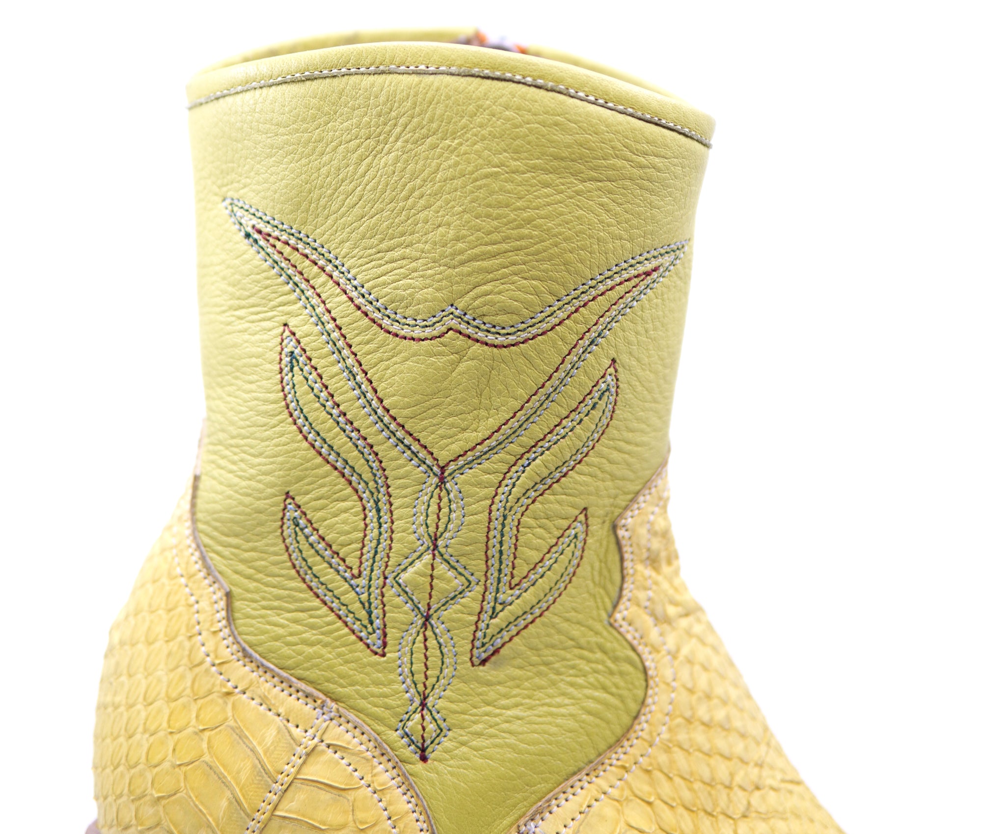 Genuine Light Green & Yellow Python Botin 9-US Womens image 2