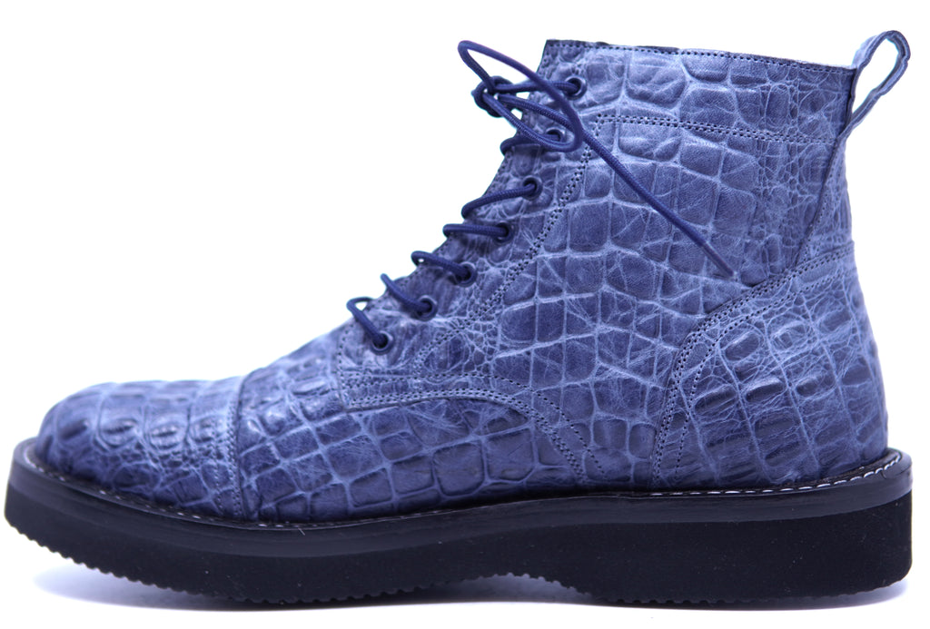 Alligator Print Leather Cap Toe Boots 9-US Men's 9 image 1