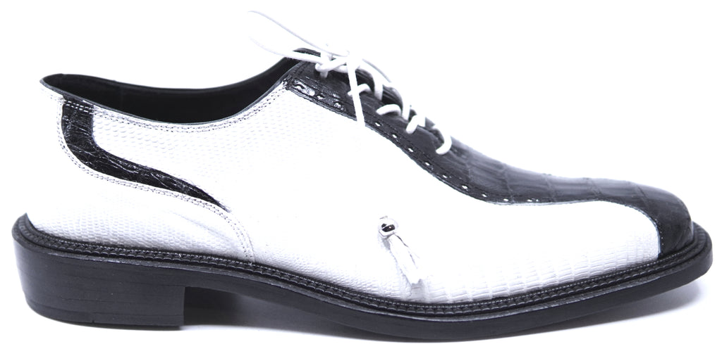 Black Crocodile & White Lizard Dress Shoe image 0