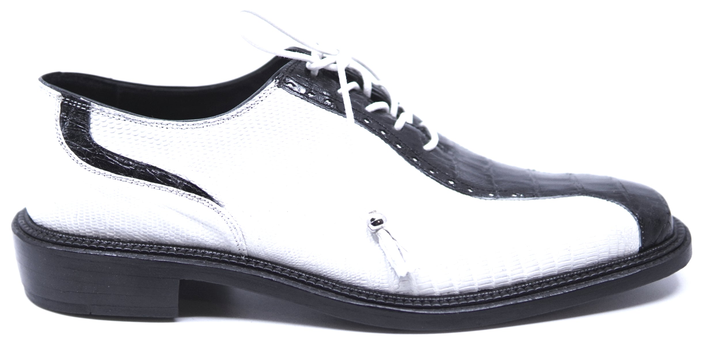 Black Crocodile & White Lizard Dress Shoe image 0