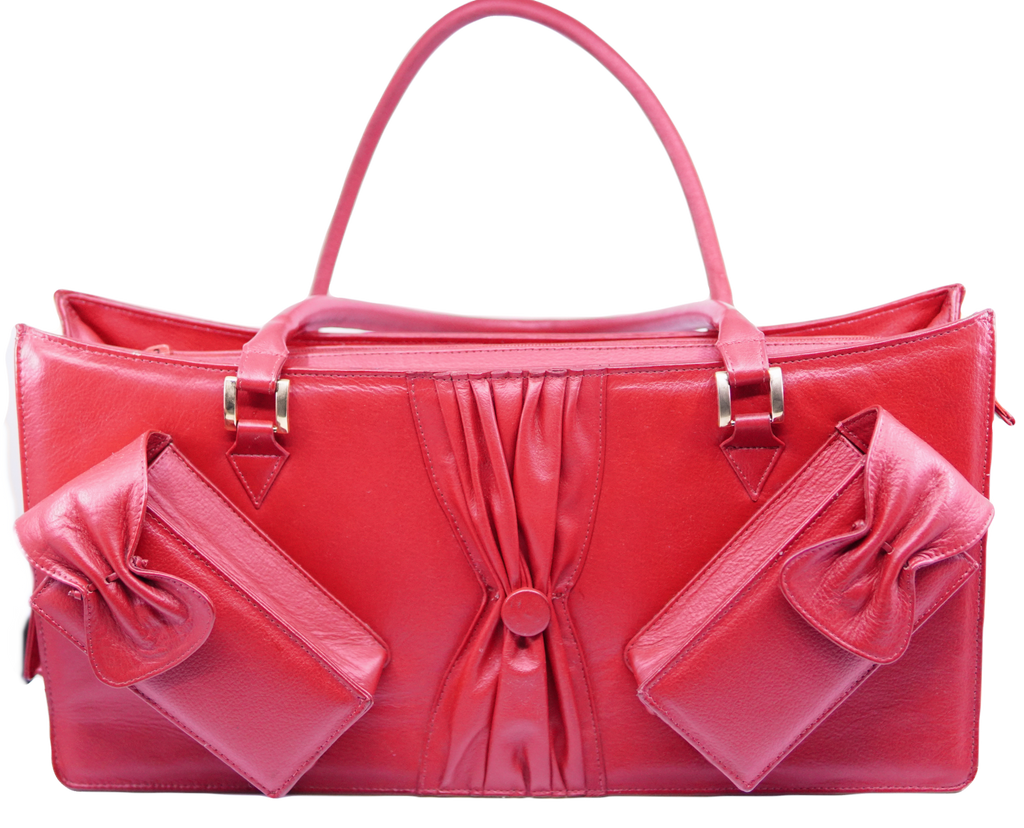 Large Red Leather Bow Purse image 0