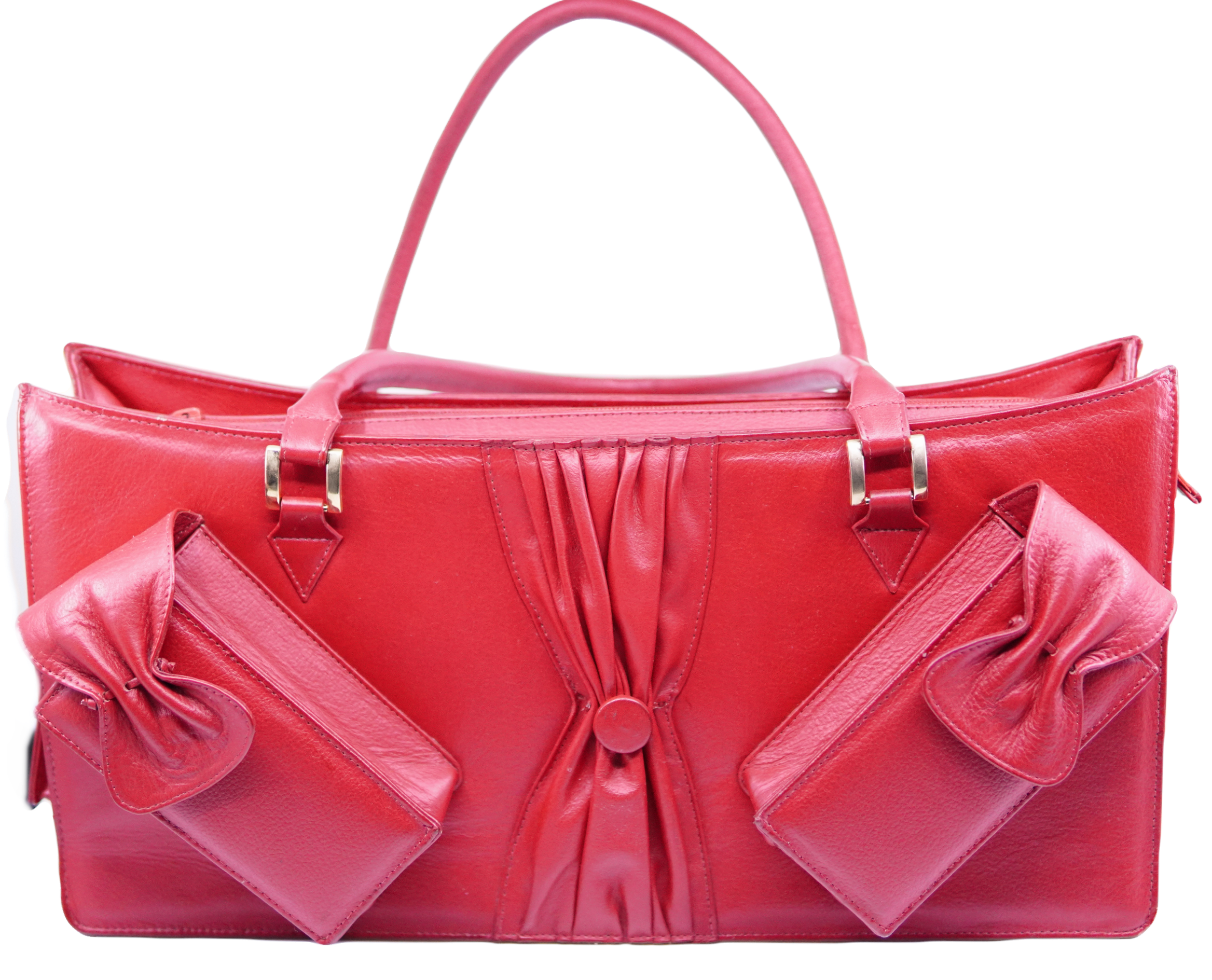 Large Red Leather Bow Purse image 0