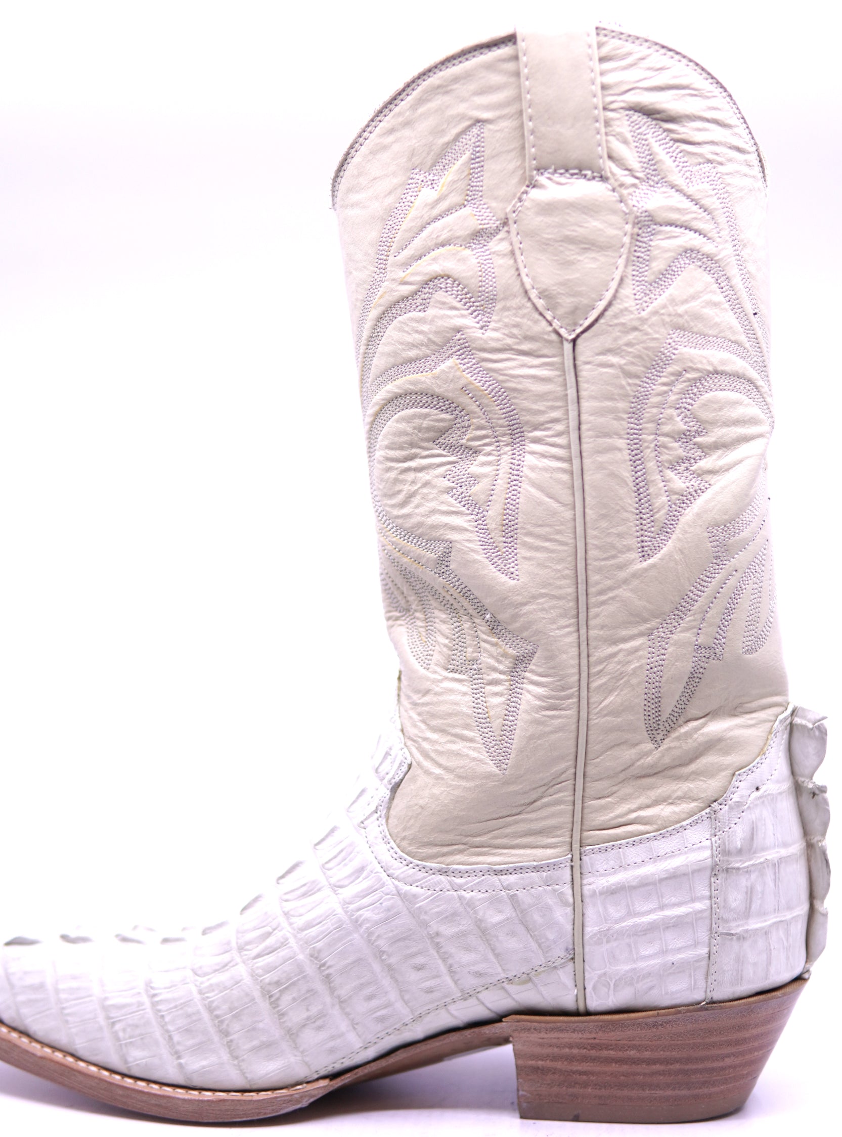 Genuine White Bone Caiman Tail Cowboy Boots image 1