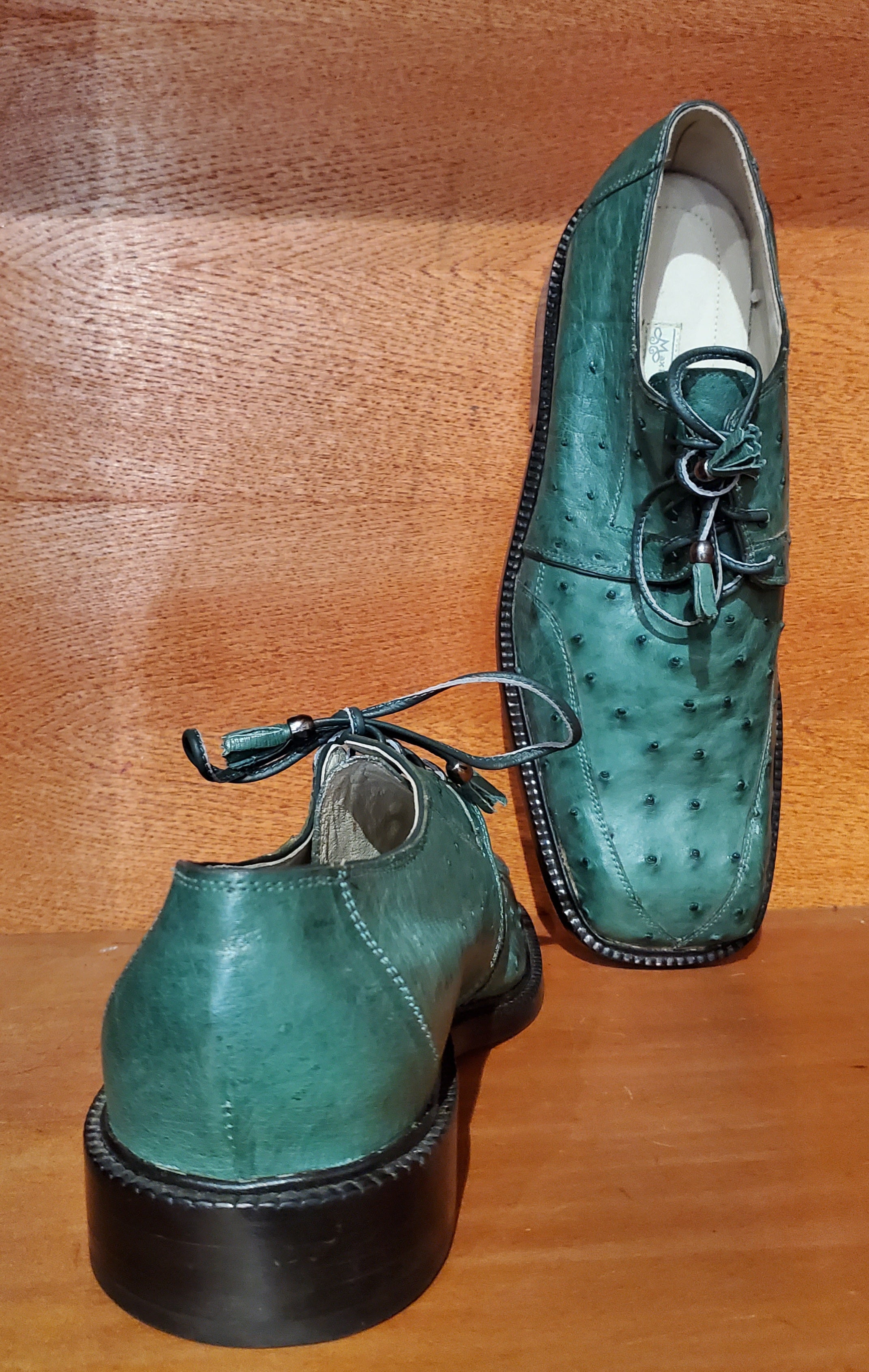 Green Ostrich Dress Shoe US Men's 10.5 image 3