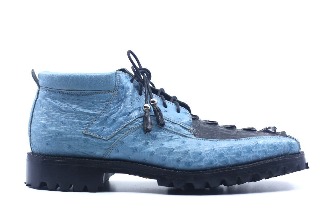 Blue and Black Ostrich and Croc Boot US 10.5 image 0