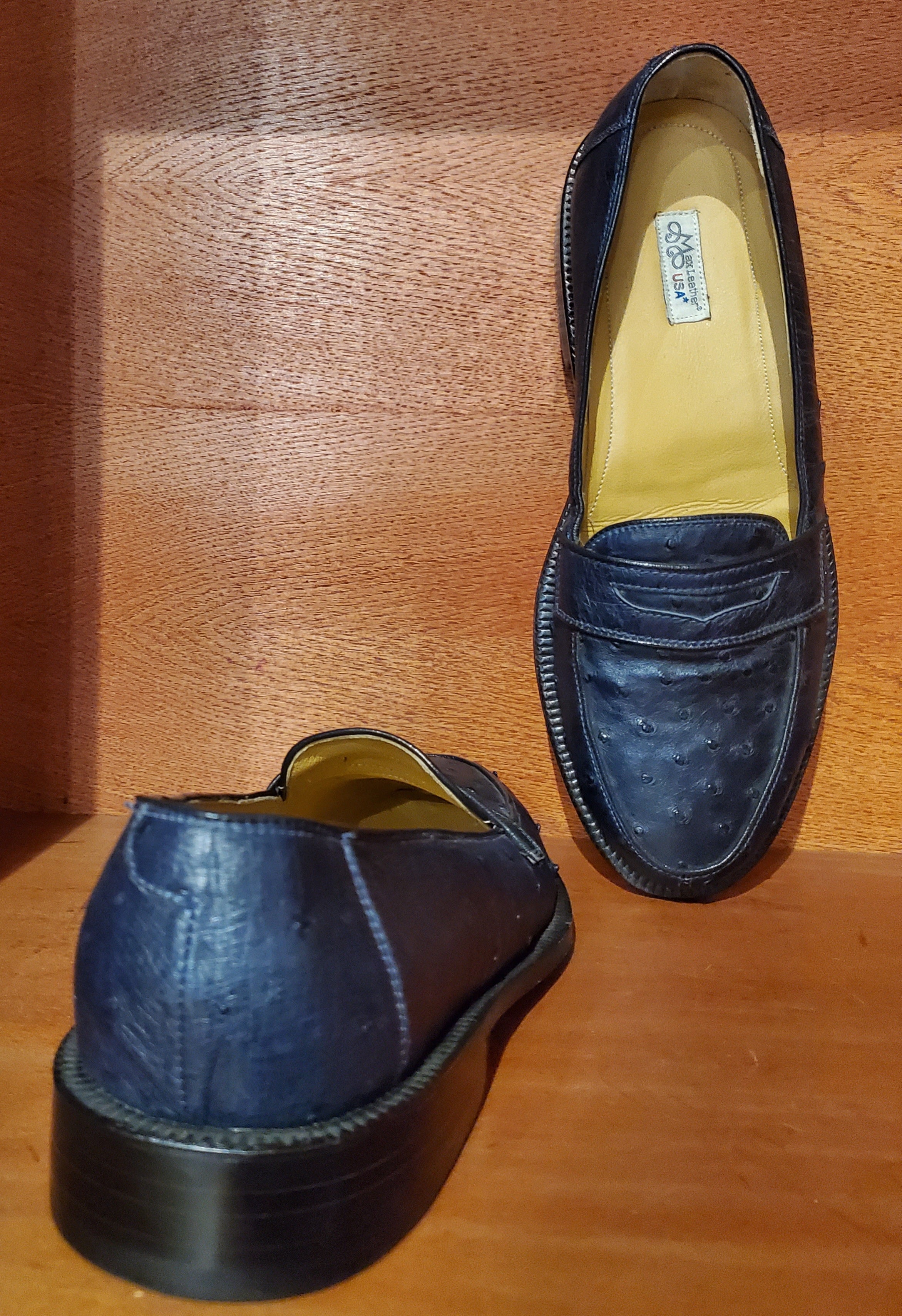 Navy Blue Ostrich Loafers US Men's 10.5 image 3