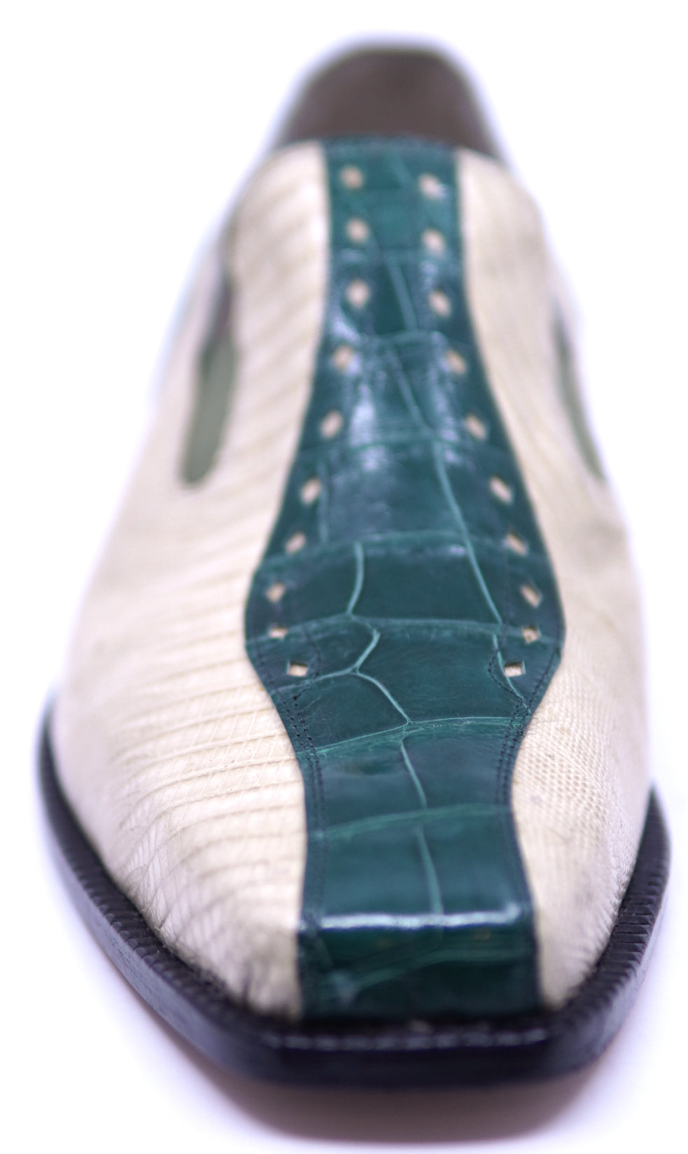 Genuine Beige Lizard & Green Alligator Loafer 12-US Men's image 3