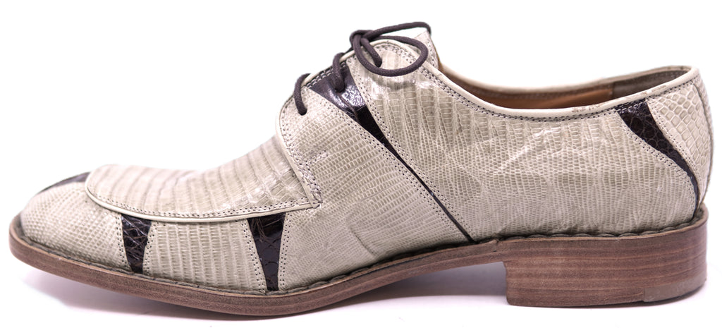 Genuine Beige Lizard & Brown Crocodile Dress Shoe image 1
