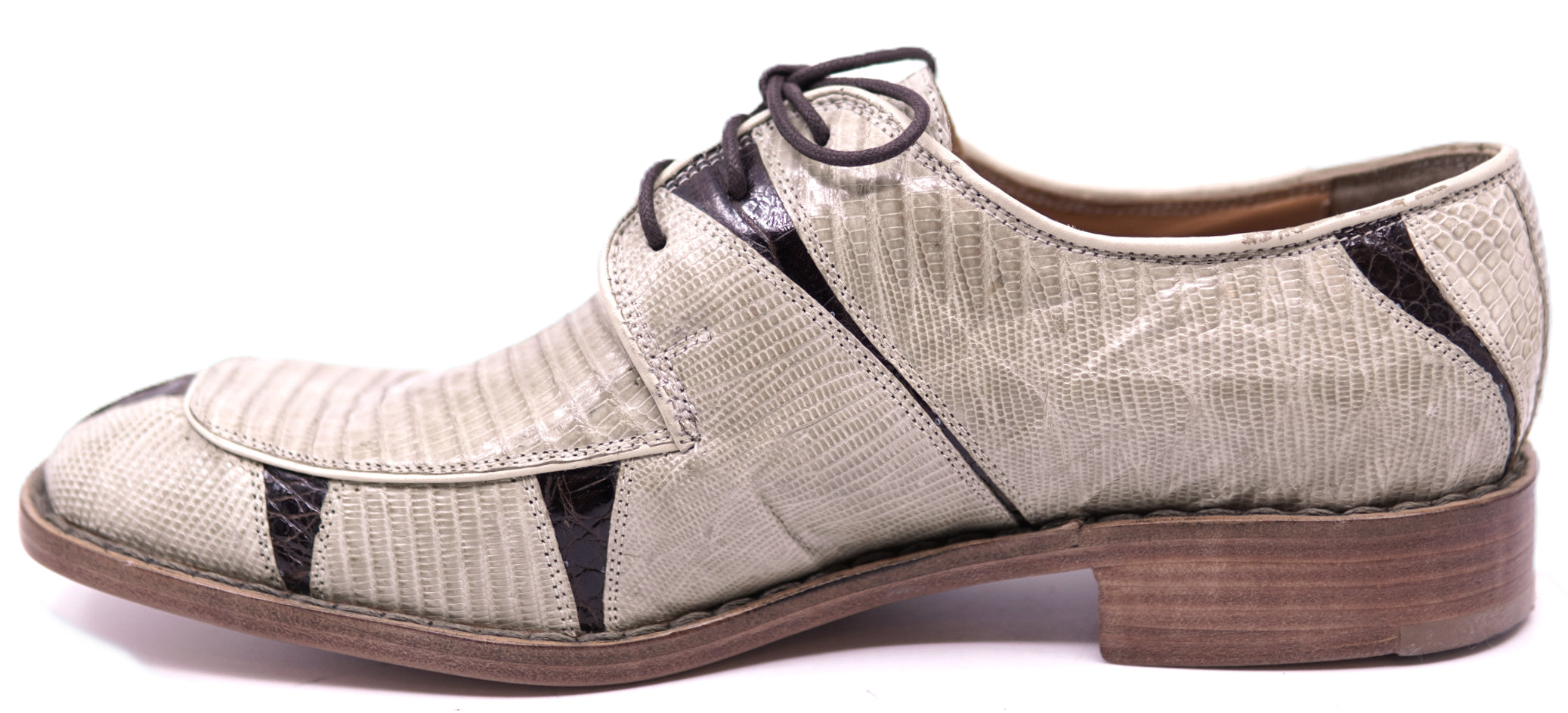 Genuine Beige Lizard & Brown Crocodile Dress Shoe image 1