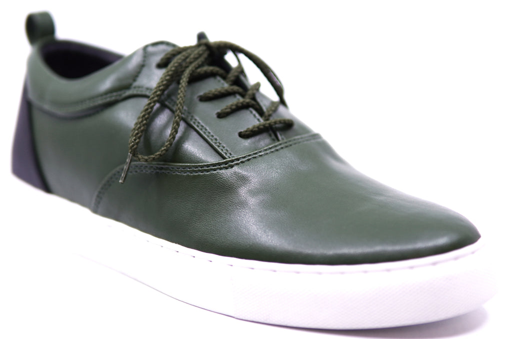 Vegan Olive Green Leather Sneaker image 2