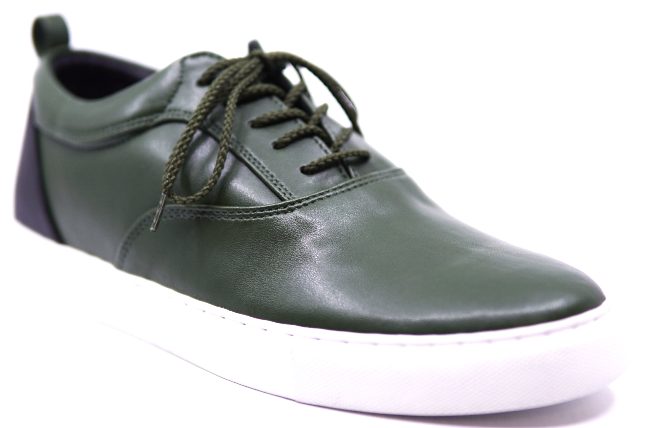 Vegan Olive Green Leather Sneaker image 2