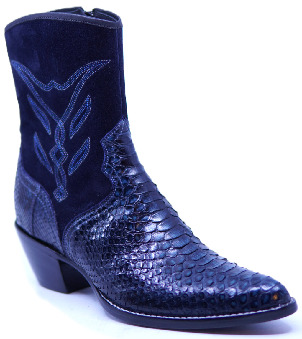 Genuine Navy Blue Snake & Suede Botin image 2