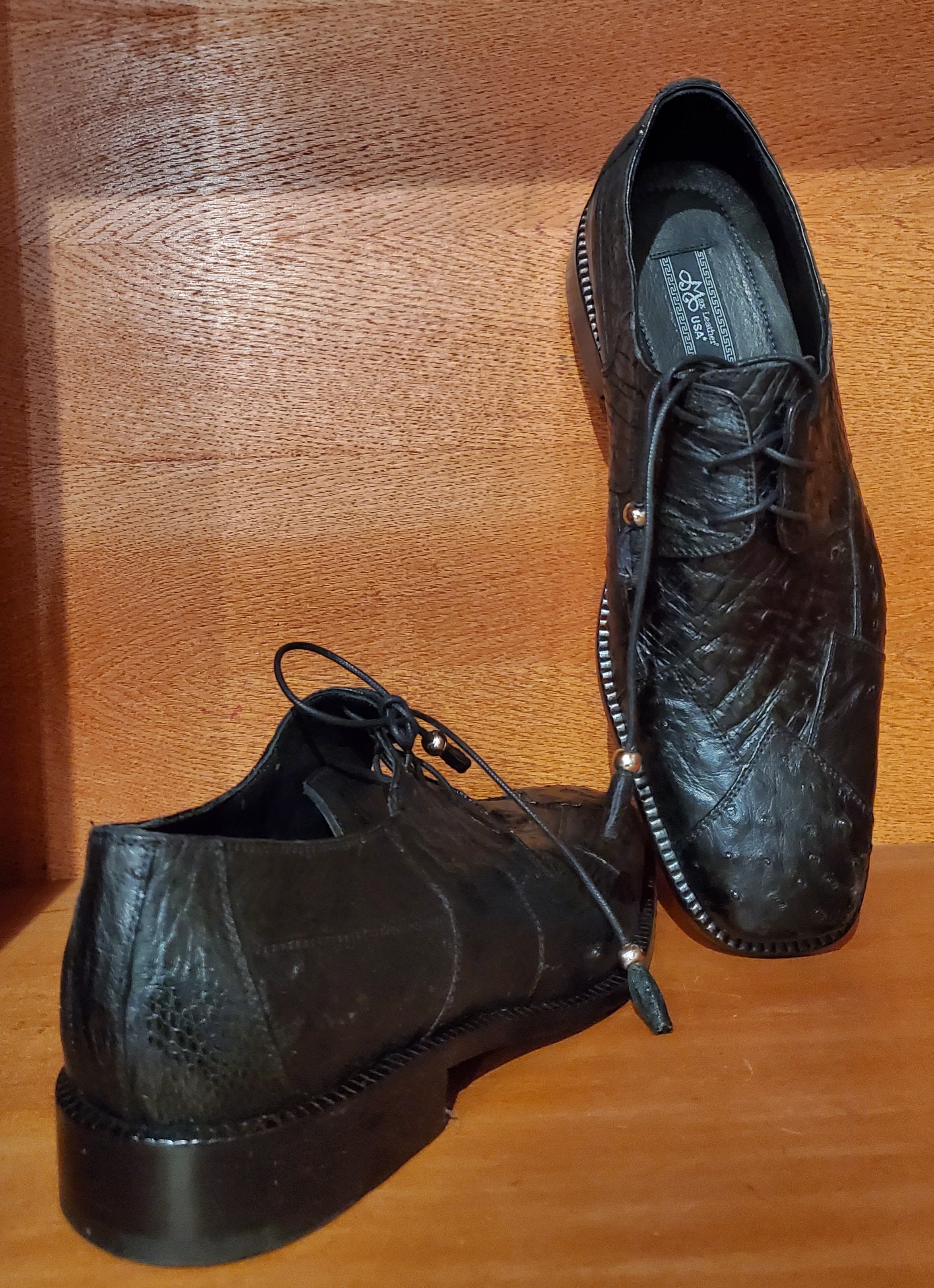Black Ostrich Dress Shoe US Men's 11.5 image 3