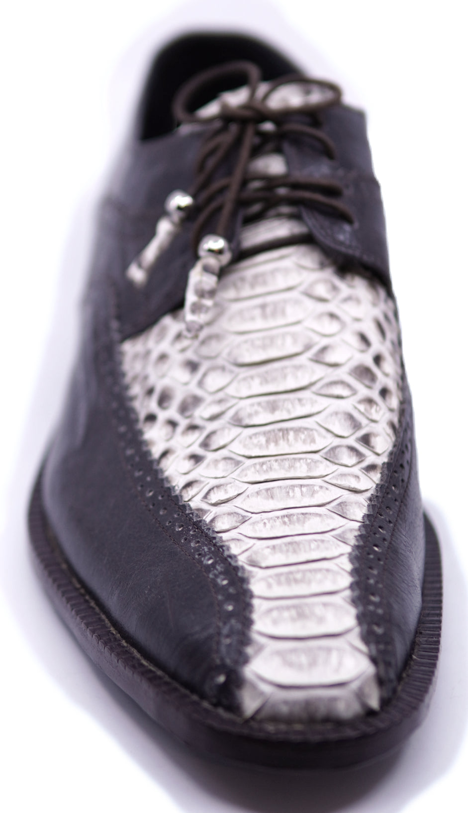 Genuine Dark Brown Leather & Snake Dress Shoe image 3