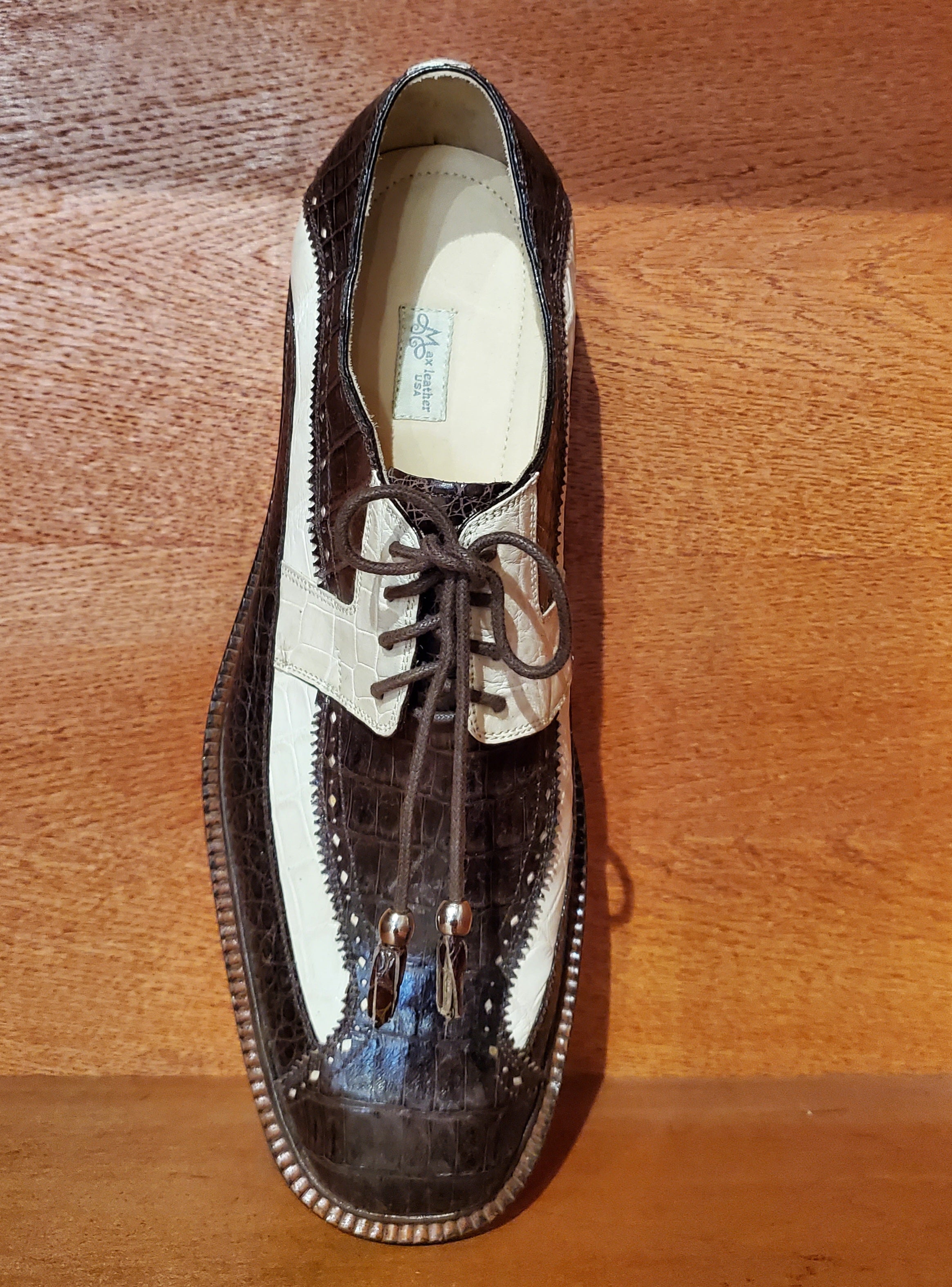 Brown & White Crocodile Belly Dress Shoe US Men's 11 image 2