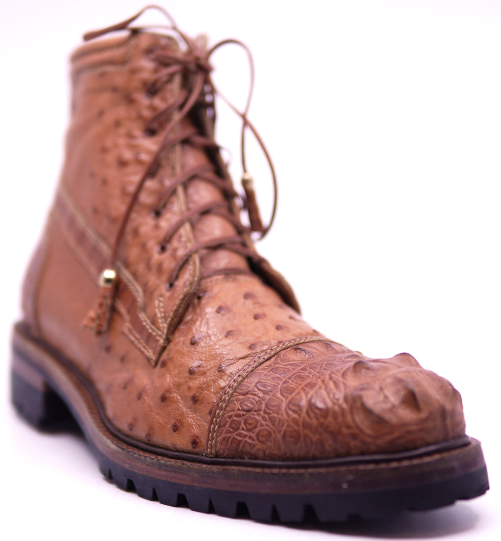 Genuine Crocodile Hornback & Ostrich Combat Boots image 2
