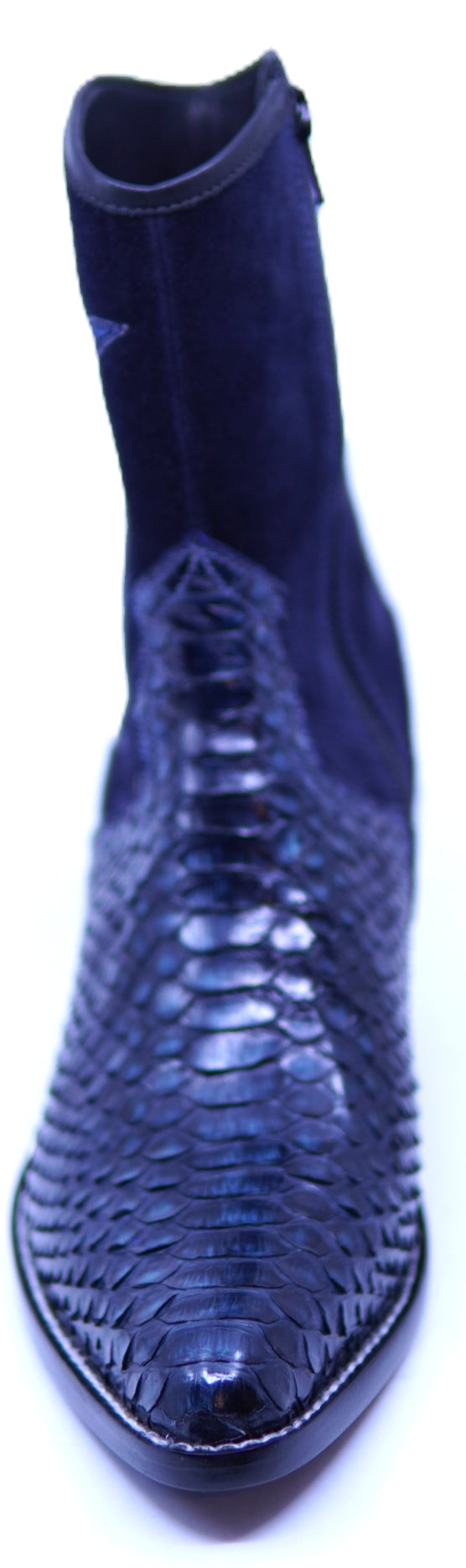 Genuine Navy Blue Snake & Suede Botin image 3