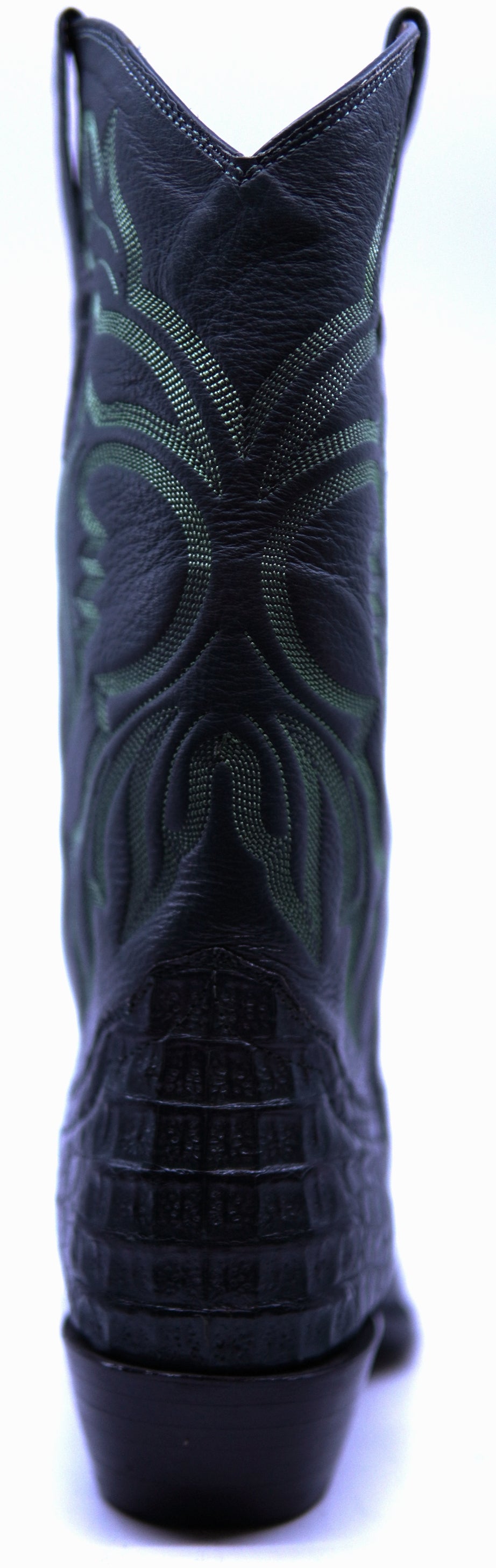 Dark Green Hornback Caiman Boots with Eyes image 4