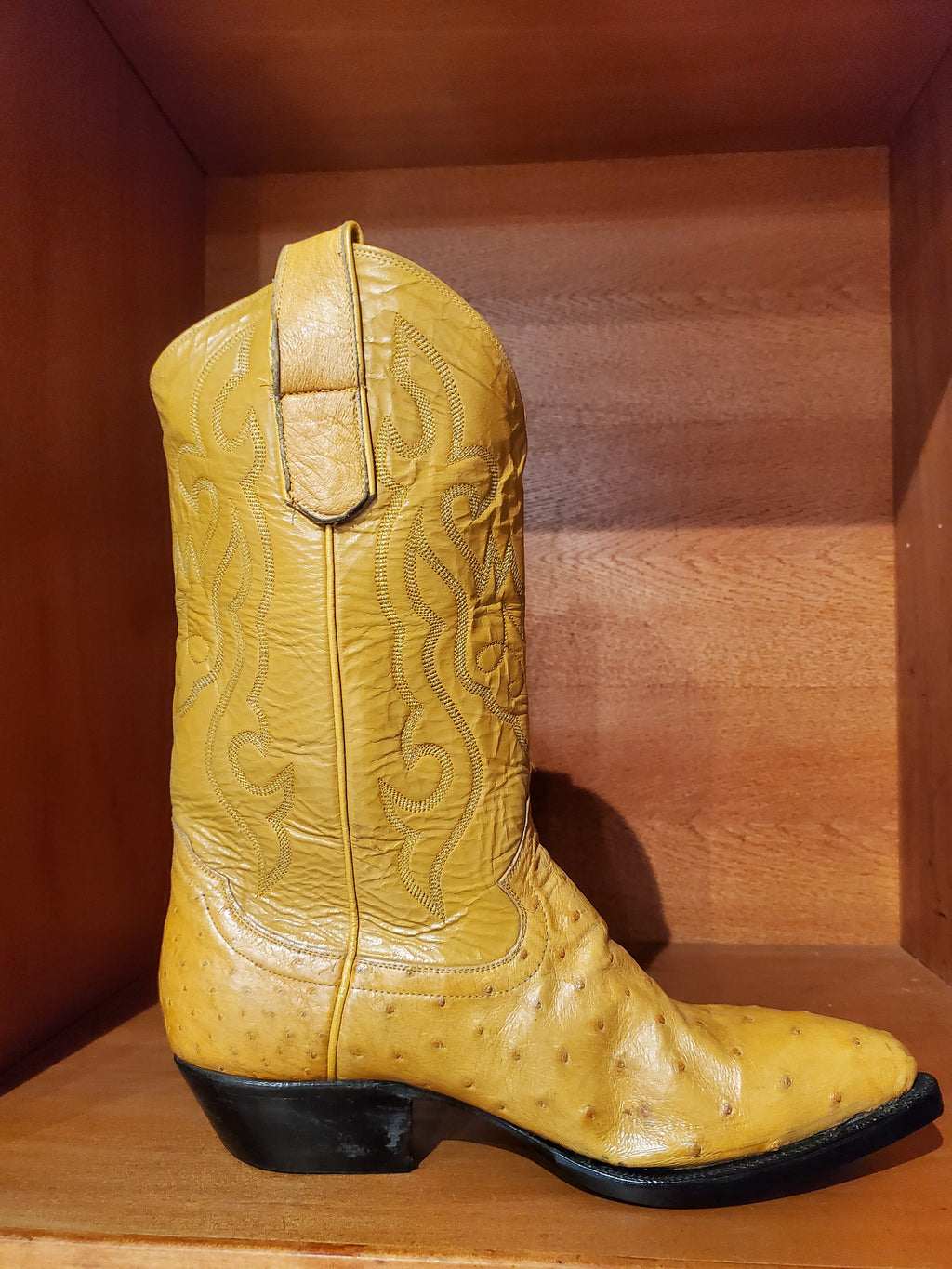 Yellow Ostrich Cowboy Boots US Men's 10.5 image 0