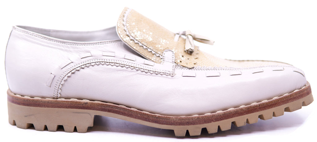 Genuine Beige Stingray & Bone Leather Loafer Dress Shoe image 0