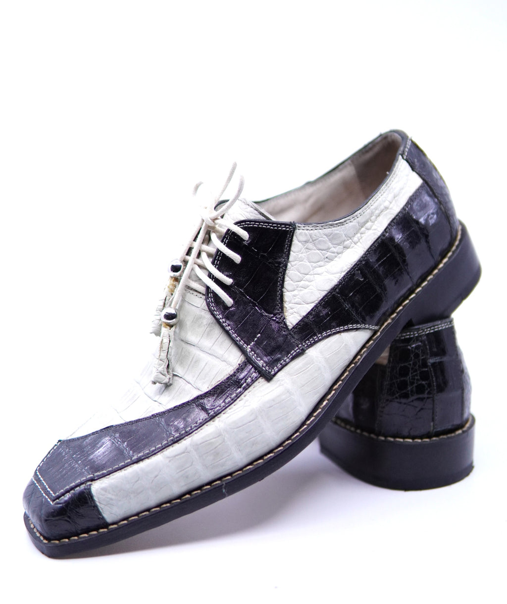 Black & White Full Crocodile Dress Shoes US Men's 9.5 image 3