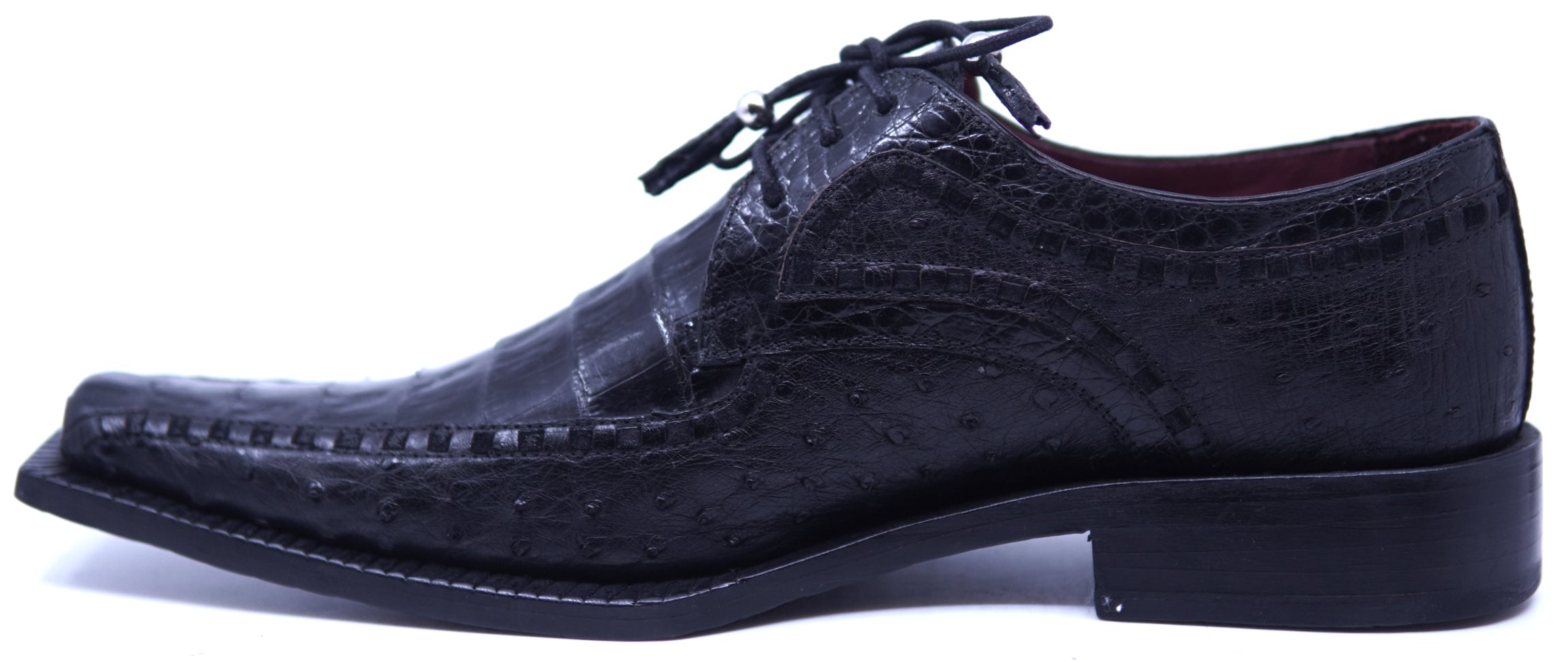 Genuine Alligator & Ostrich Pointed Toe Dress Shoe image 1