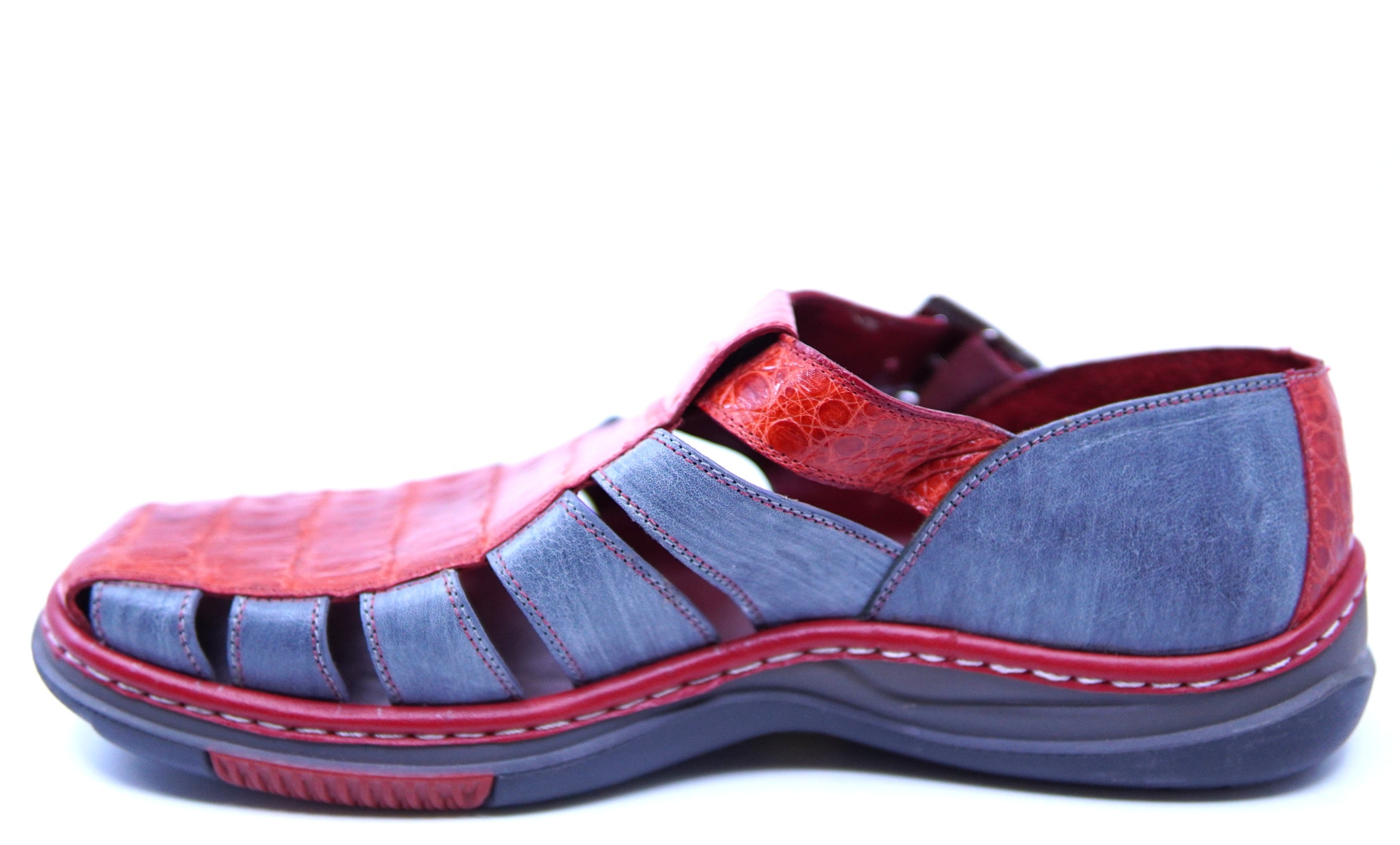 Red & Grey Croc Belly/Leather Sandals US 12 image 2