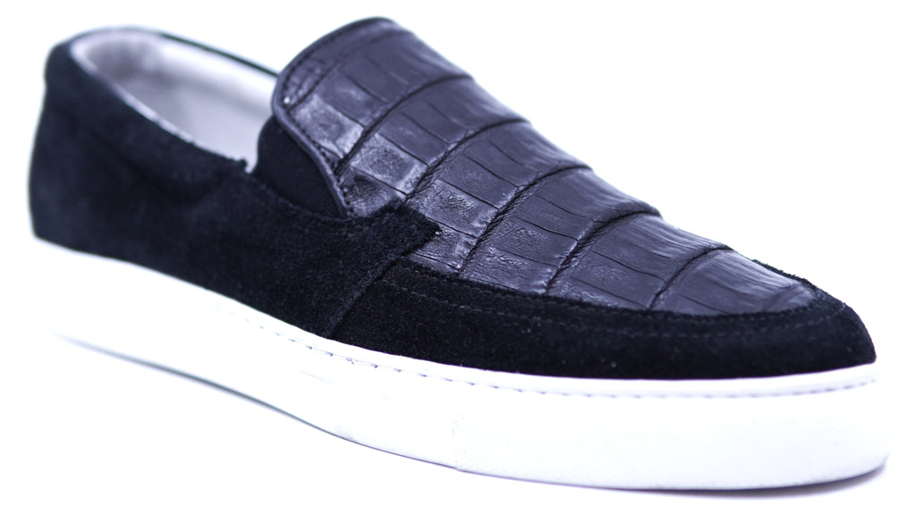 Genuine Crocodile & Suede Slip-On Sneakers image 2