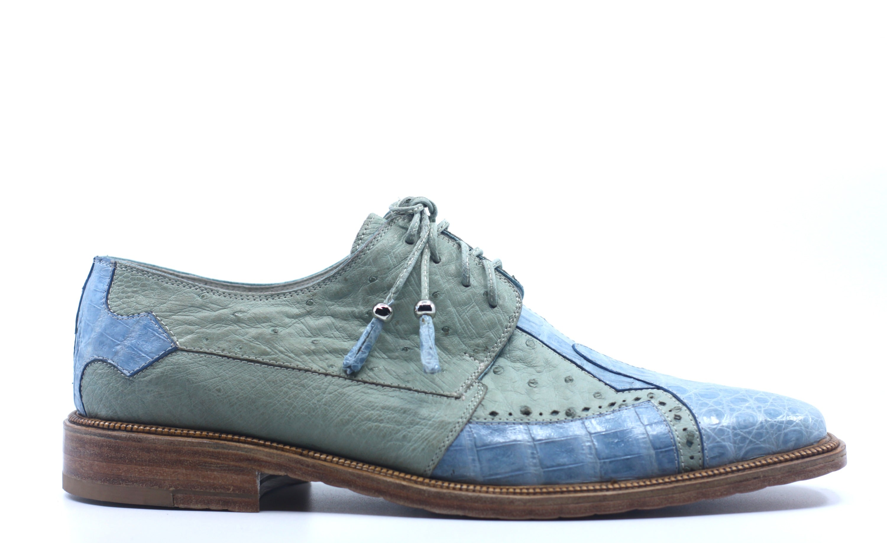 Blue/Green Croc and Ostrich Dress Shoe US 11 image 0
