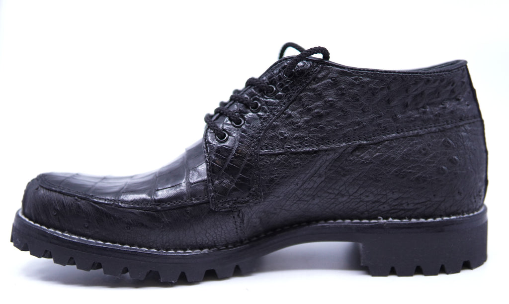 Ostrich & Caiman Belly Ankle Boot image 1