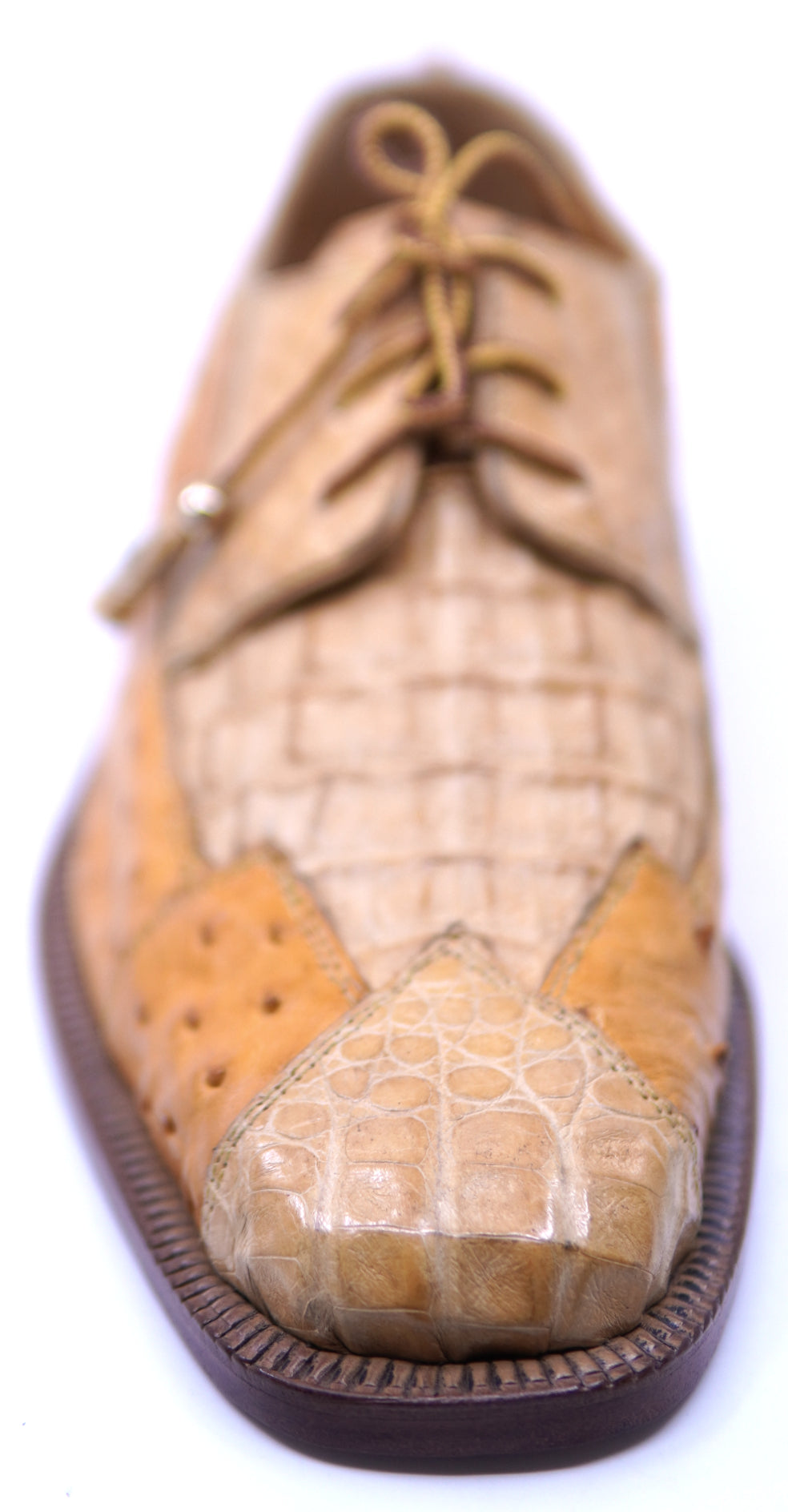 Genuine Buttercup Ostrich & Beige Crocodile 007 Dress Shoe image 3